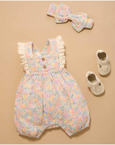 Purebaby - Floral Romper -Kids-Babies