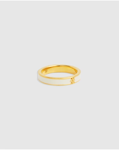 By Charlotte - Born to Bloom Enamel Ring - Bone