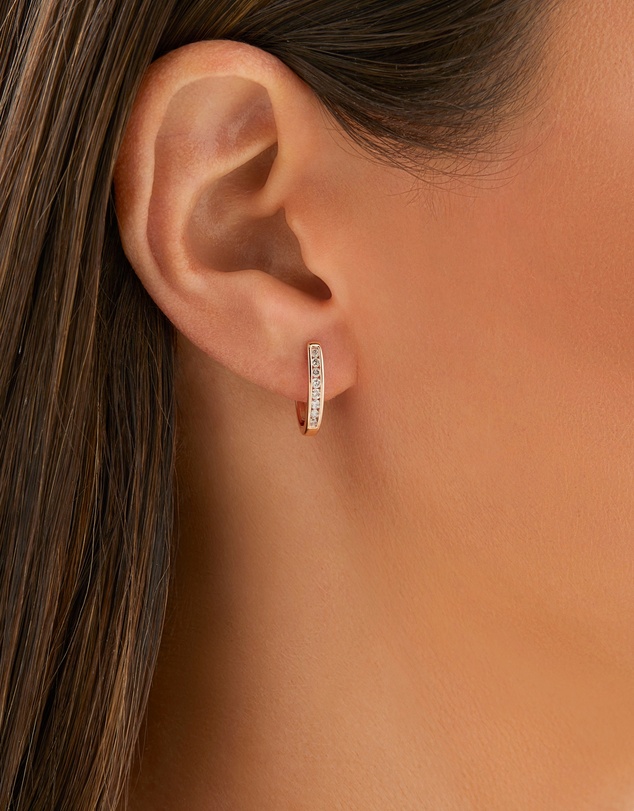 Michael Hill - Huggie Earrings with 0.25 Carat TW of Diamonds in 10kt Rose Gold