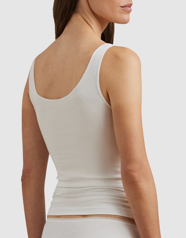 Lauren by Ralph Lauren - Cotton & Lace Scoop Neck Tank Top