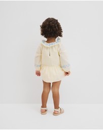 Country Road - Long Sleeve Embroidered Romper Dress