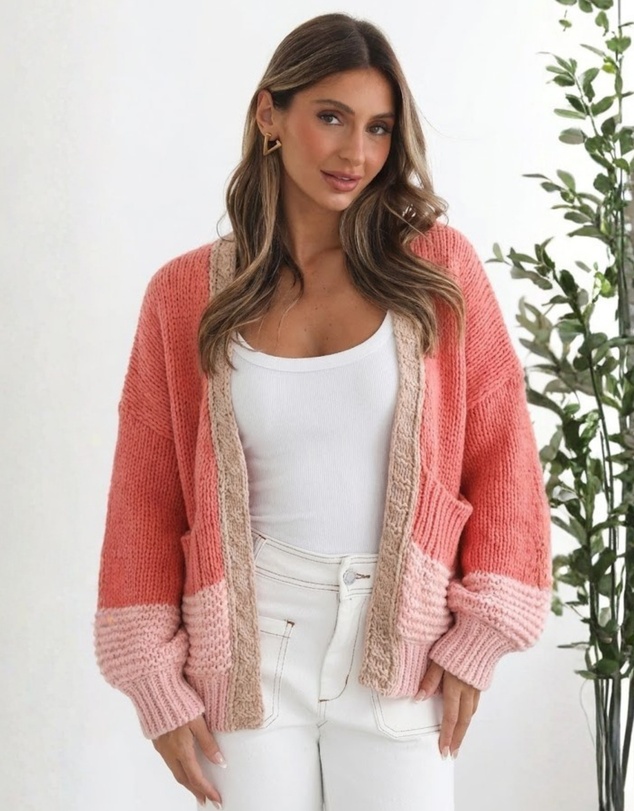 Esther & Co - Sheona Cardigan - Peach Multi