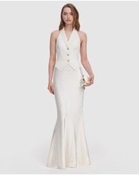 Self Portrait - Linen Satin Maxi Dress