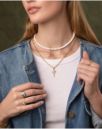 Nialaya Jewellery - Shell Necklace with Gold Details