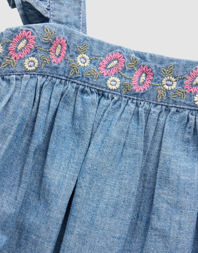 GAP - Sleeveless Denim Embroidered Swing Dress - Babies-Kids