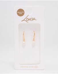 Lovisa - Gold Plated Sterling Silver Freshwater Pearl Fish Hook Earrings