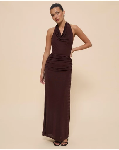 CHANCERY - Draped Bodice Halter Jersey Dress