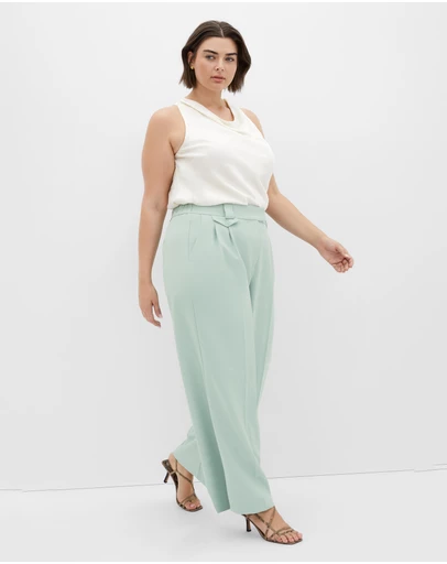 City Chic - Plus size Jazmin Crepe Pant - mint