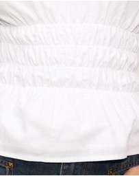 Dazie - Crushing On You Ruched One Shoulder Linen Blend Top
