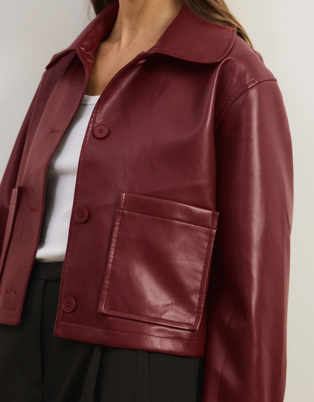 Atmos&Here - Annalise Leather Look Cropped Shacket