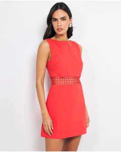 AERE - Evi Crochet Panel Mini Dress