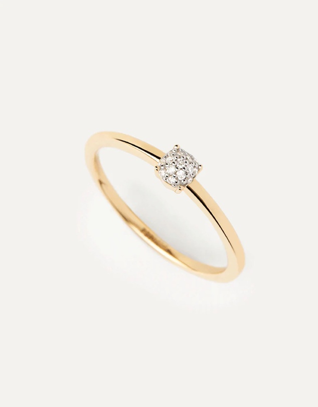 PDPAOLA - Diamonds and Gold Dona Solitary Ring