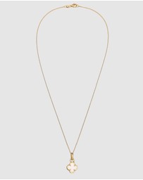 Elli Jewelry - Necklace Cloverleaf Enamel White 925 Sterling Silver Gold Plated