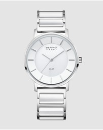 Bering - Bering Solar 41mm White Dial White Ceramic Strap Watch
