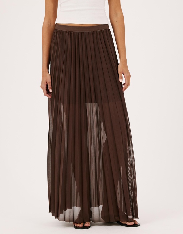 Atmos&Here - Bella Pleated Mesh Maxi Skirt