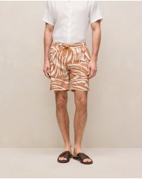 Trenery - Brushstroke Swim Short in Butterscotch Brown
