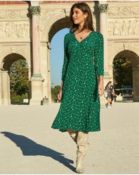 Sosandar - Animal Print Ruched Front Midi Dress