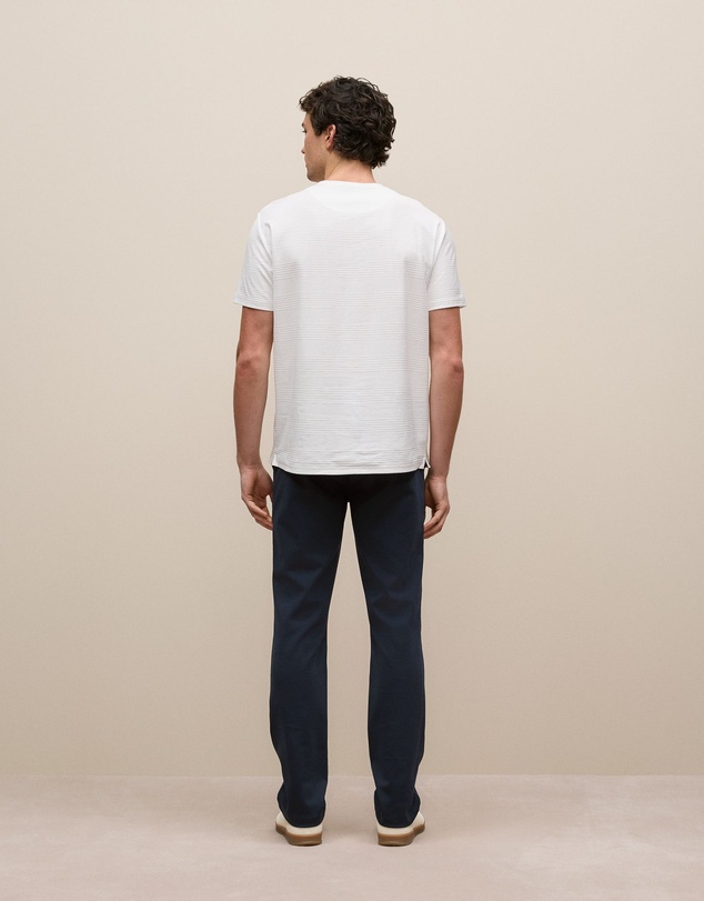 Trenery - Cotton Jacquard Stripe T-shirt in White