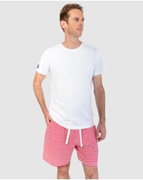 Sant And Abel - Men's Jersey Red Stripe Sleep Shorts