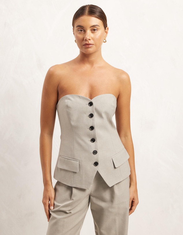 AERE - Button Up Strapless Top