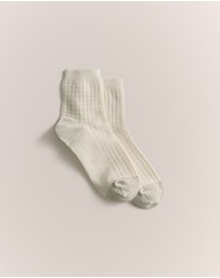 Trenery - Textured Grid Crew Sock in Marshmallow