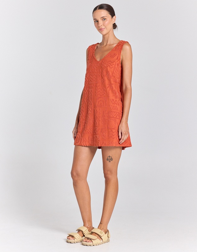 Poolside Paradiso - Mai Tai V Tunic Towelling Dress - Sienna