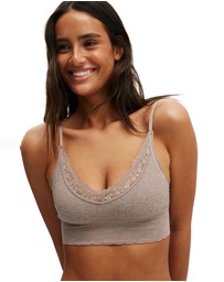 Cotton On Body - Seamless Longline Lace Trim Bralette