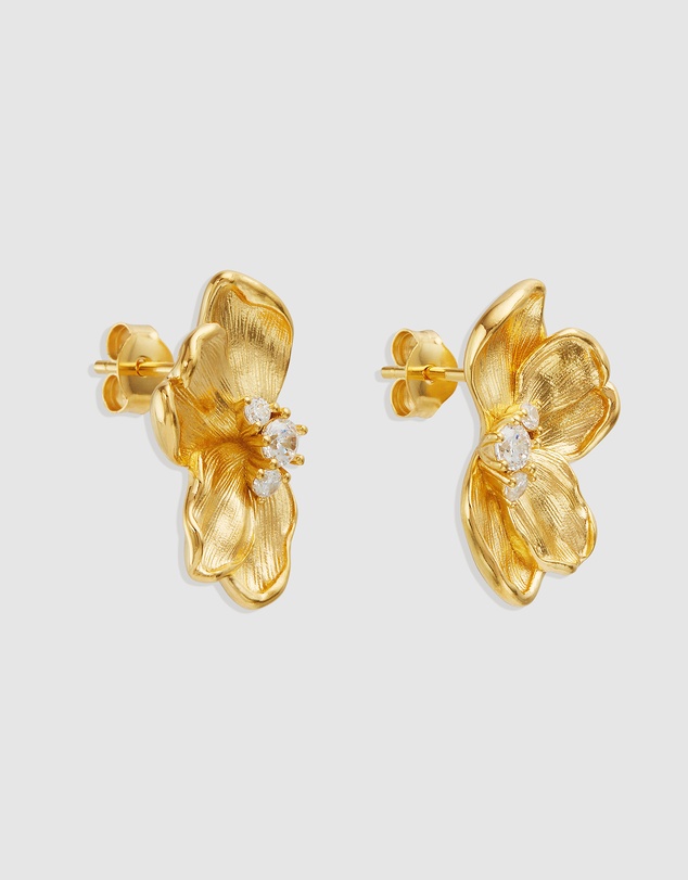By Charlotte - Serene Lotus Statement Earrings