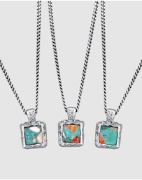 Haze & Glory - ICONIC EXCLUSIVE - Necklace Men Turquoise Square 925 Sterling Silver