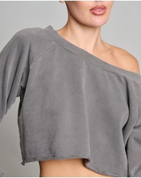 Love and Nostalgia - Weekender Crop Sweat - Pigment Black