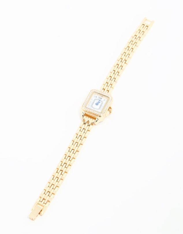 Lovisa - Gold Diamante Mini Rectangular Watch