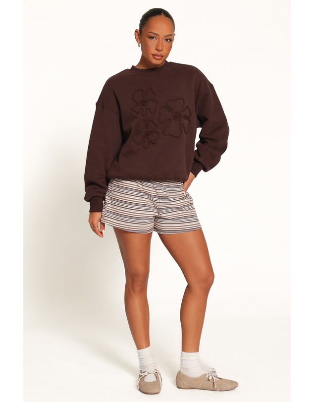 Petal & Pup - Harlie Embroidered Sweatshirt - Chocolate Brown