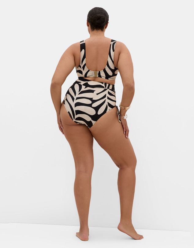 City Chic - Plus size Taranto Print Underwire Bikini Top - black