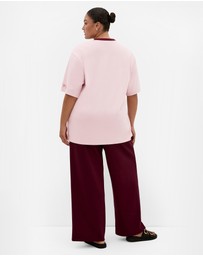 City Chic - Plus size Rodeo Oversized Cotton Tee - rose