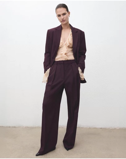 M.N.G - Wide-Leg Mid-Rise Pleated Trousers