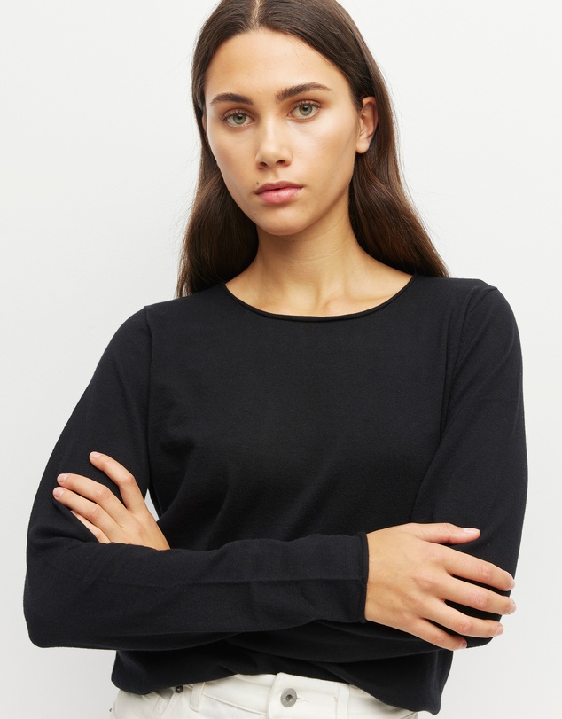 JH Lounge - JHL Crew L/S T (Fine Cotton Cashmere) Black
