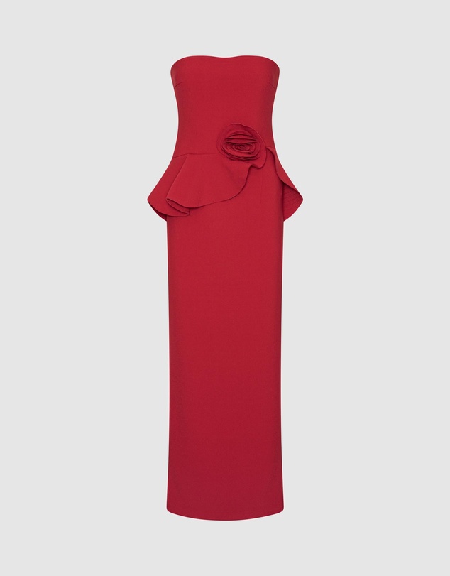 ROTATE - Long Flower Strapless Dress