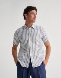 Oxford - Leyton Short Sleeve Stripe Linen Shirt