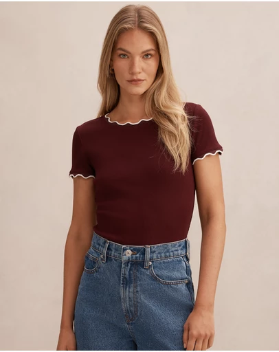 Forever New - Rebecca Scallop Trim T-shirt