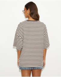Dazie - Nostalgia Stripe Oversized Boyfriend Tee