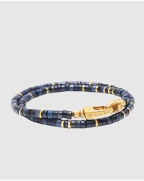 Nialaya Jewellery - Blue Lapis Heishi Wrap Bracelet with Gold Lock
