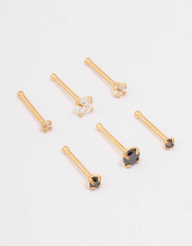 Lovisa - Gold Plated Surgical Steel Graduating Nose Stud 6-Pack