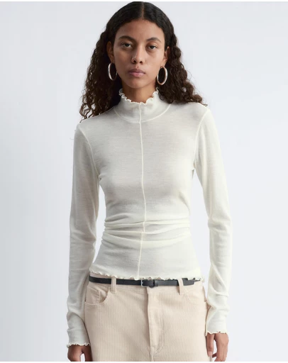 & Other Stories - Scalloped Mock-Neck Top