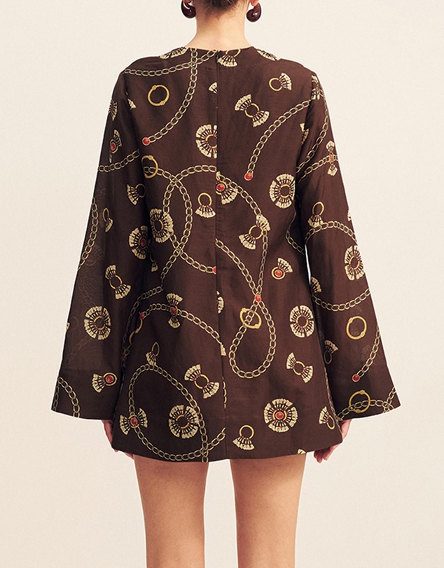 Shona Joy - Vacanza Plunged LS Mini Dress