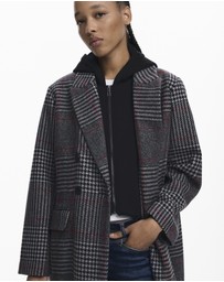 Desigual - Tartan coat removable hood