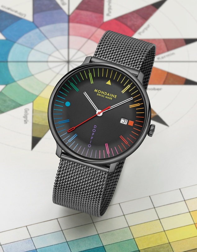 Mondaine - Mondaine Doppio Bauhaus Black Stainless Steel 41mm Watch