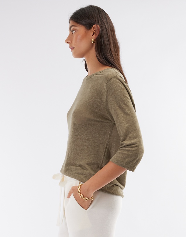 Amelius - Bronte Linen Three Quarter Jersey Top