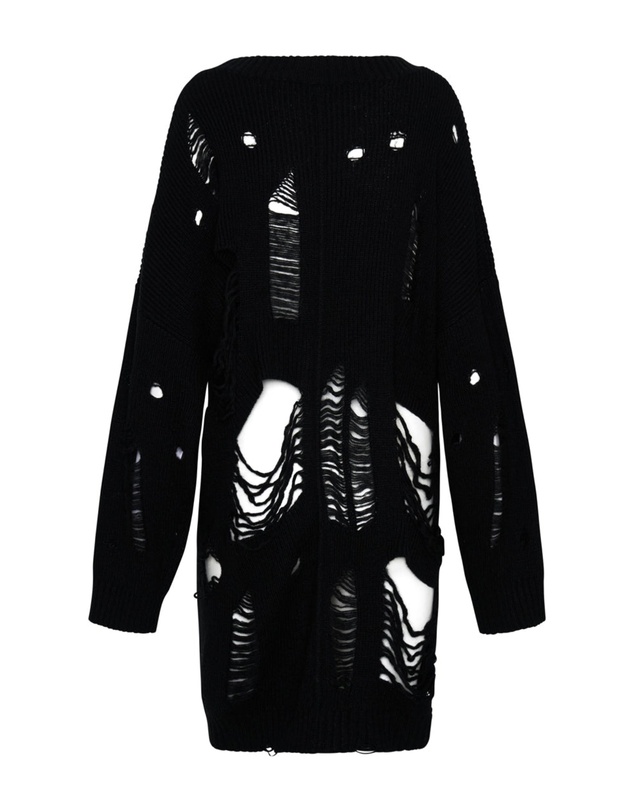 ONE TEASPOON - Black Hercules Shredded Sweater