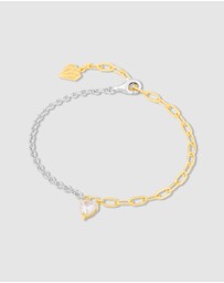 Wanderlust + Co - Heart Diamante 14K Gold Vermeil Mix Chain Bracelet