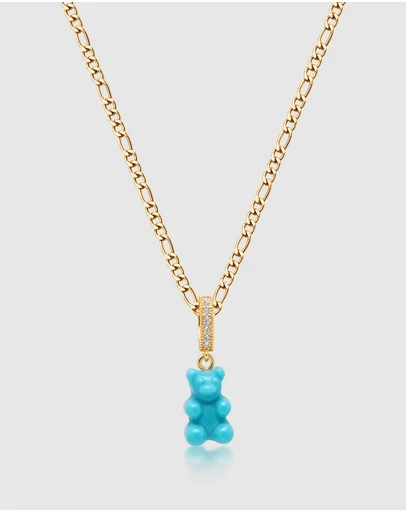 Nialaya Jewellery - Men's Turquoise Gummy Bear Necklace